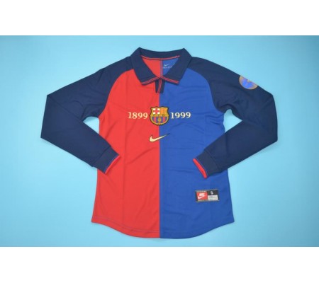 Barcelona 99/00 Home Red&Blue Long Sleeve Soccer Jersey